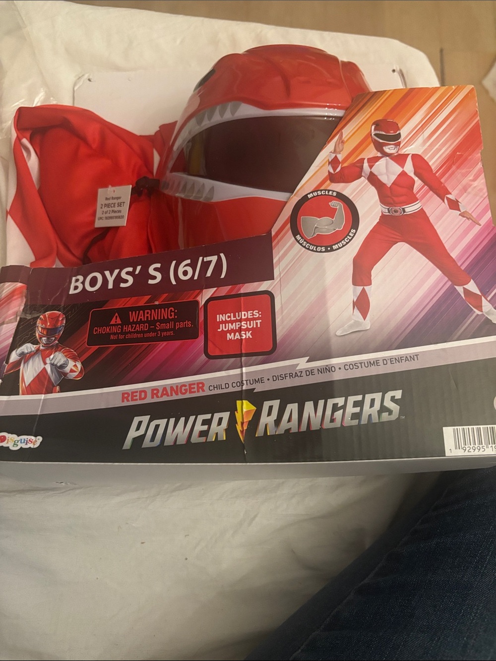 Power Ranger Red and White Boys' Costume with Helmet - Picture 2 of 5